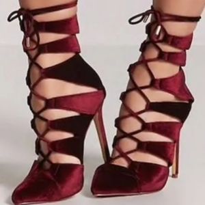 Liliana burgundy velvet heels
